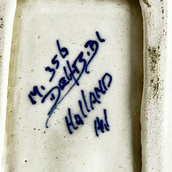 Delft Blue Ashtray Holland Windmill Signed Trinket Dish Rectangle 3.25” X 3” VTG - Picture 3 of 9